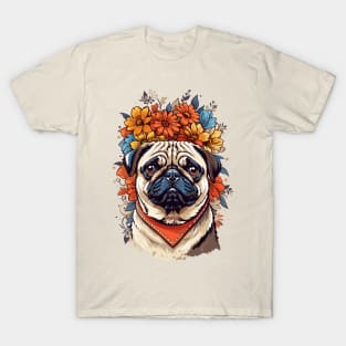 Flower Power Pug T-Shirt